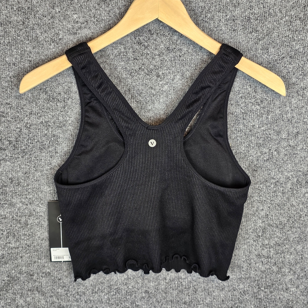NWT Velocity Black Ribbed Racerback Crop Tank Top Size: Large - Picture 4 of 8